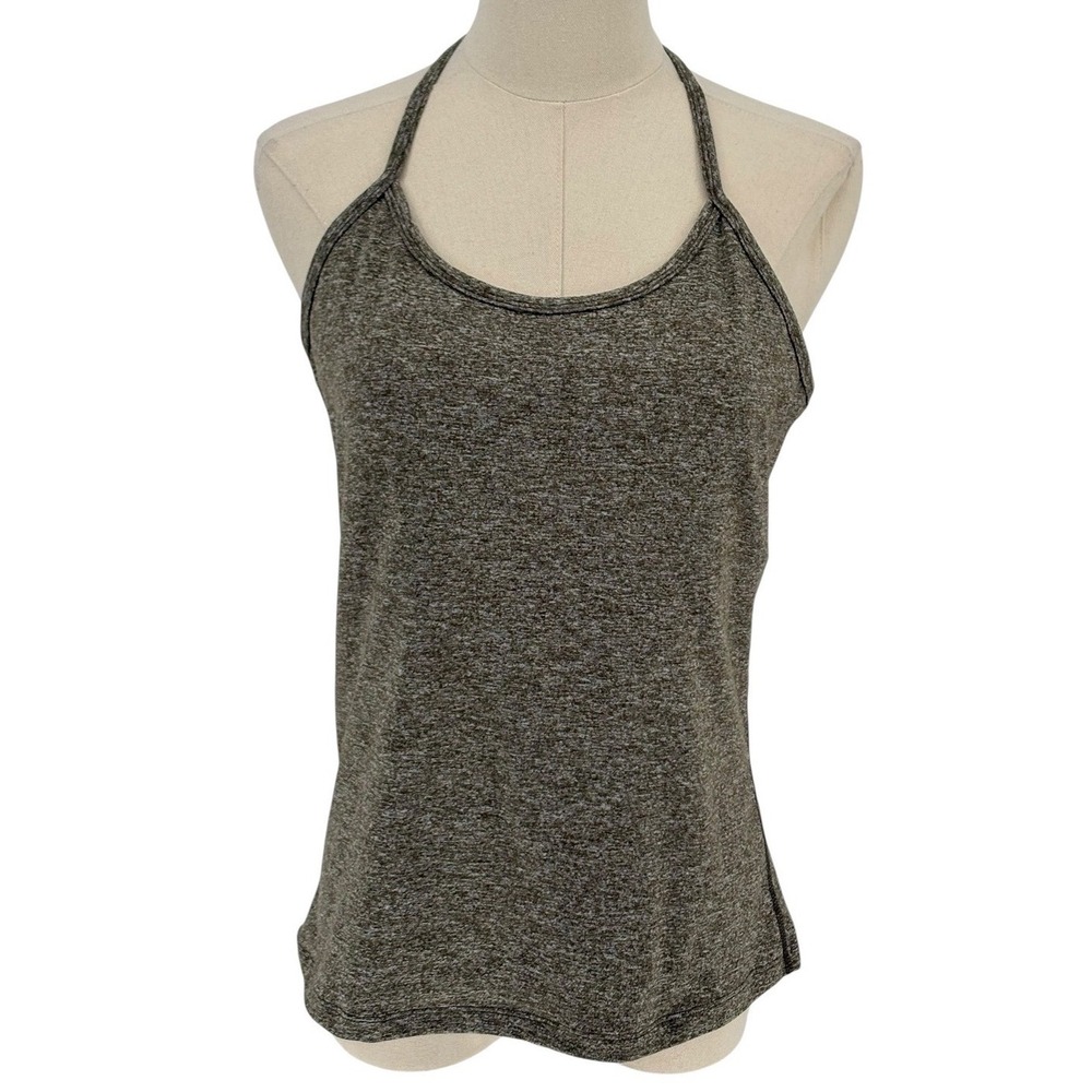 ILUS Halter Neck Tank Top Heathered Olive Green‎ Athletic T-Back XXXL